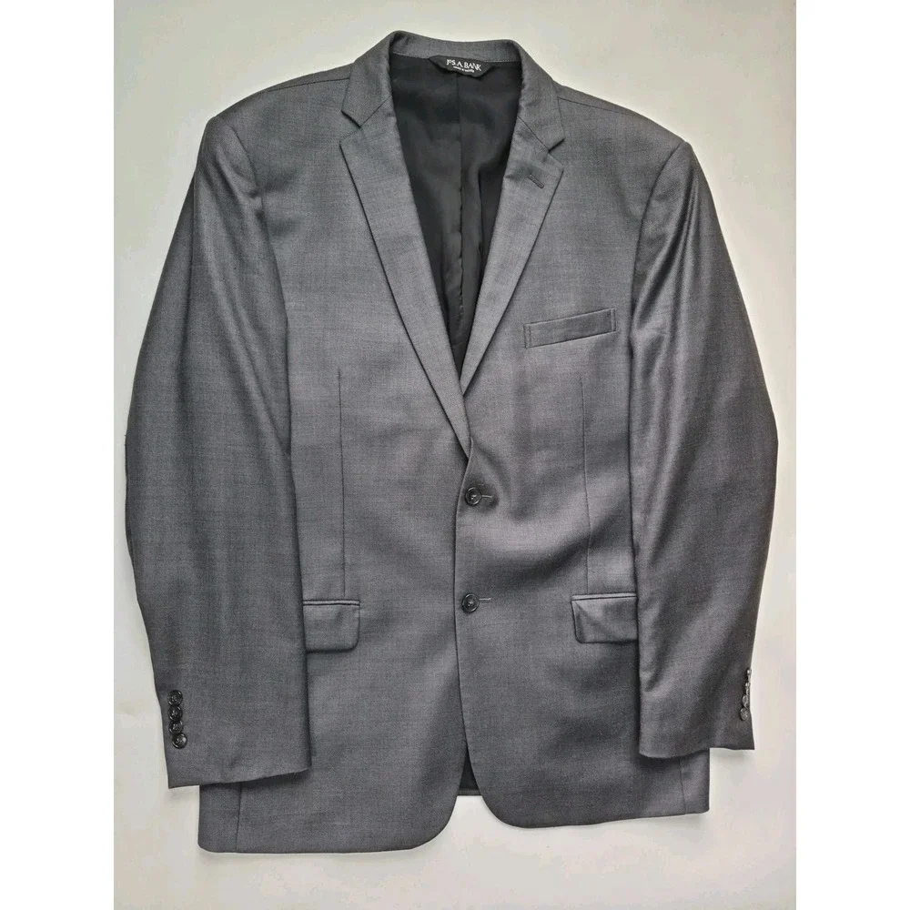 Jos A Bank Mens Slim Fit Sports Coat 43L Gray Wool 2 Button Blazer M801